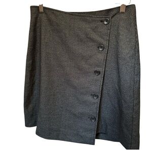 Banana Republic Black Gray Houndstooth Micro Plaid Button Front Skirt Size 6